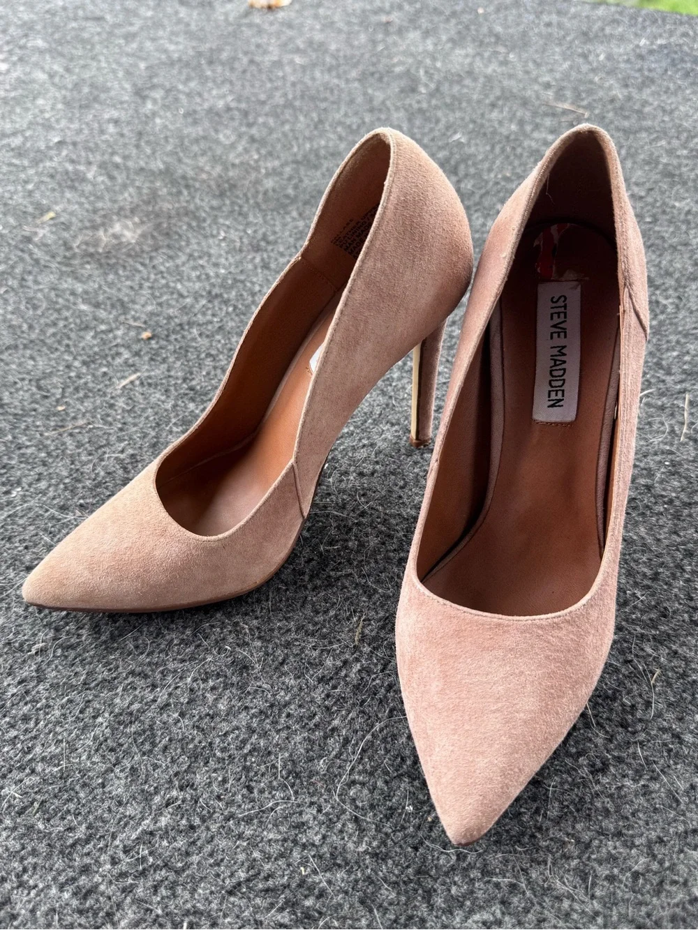 Steve Madden Nude Blush Suede Pointed-Toe Stiletto Pumps